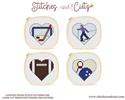 Pattern, LOVE Frame Hearts - Hockey Cross Country Skiing Football Bowling by Stitches and Cutz