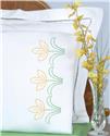 Stamped Stitchable, Cross-Stitch Tulips (Perle Edge Pillowcase) by Jack Dempsey