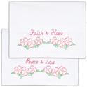 Stamped Stitchable, Faith, Hope, Peace & Love (Perle Edge Pillowcase) by Jack Dempsey