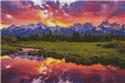 Pattern, Mini Blacktail Ponds Sunset by Artecy Cross Stitch