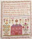 Sarah Footit, 1821, a red house sampler