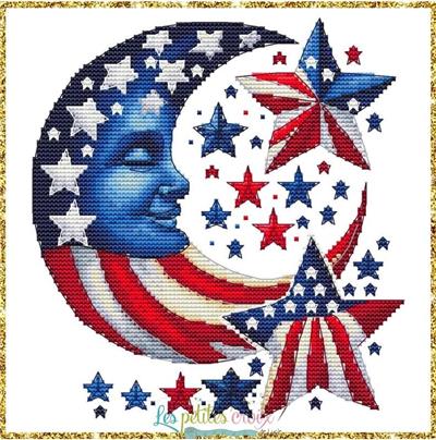 Cross Stitch Patterns, Patriotic moon by Les Petites Croix De Lucie