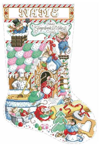Cross Stitch Patterns, Gingerbread Mice Stocking by Kooler Design Studio