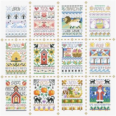 Cross Stitch Patterns, Mini Sampler of the Month by Kooler Design Studio