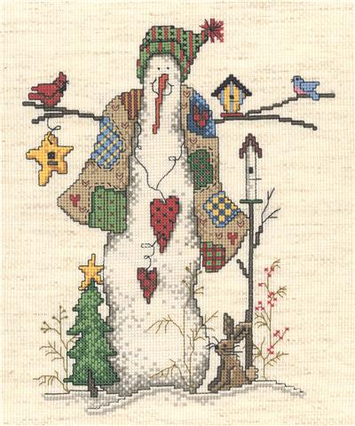 Cross Stitch Patterns, Quilt Snowman by Imaginating