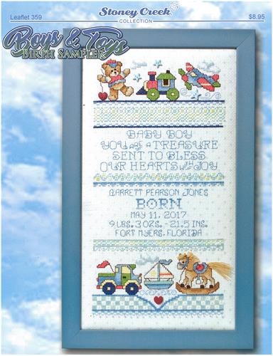 Cross Stitch Patterns, Boys & Toys Birth Sampler by Stoney Creek