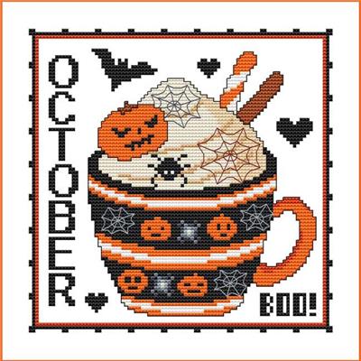 Cross Stitch Patterns, A Year of Mugs - October by Cross Stitch Wonders