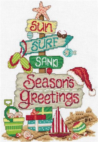 Cross Stitch Patterns, Holiday Beach Signs by Imaginating
