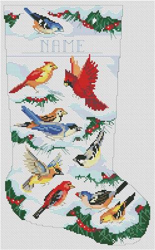 Birds of Winter Stocking | Cross Stitch Pattern