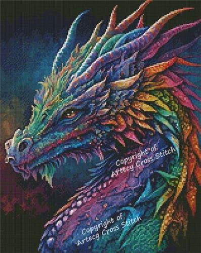 Cross Stitch Patterns, Mini Rainbow Dragon by Artecy Cross Stitch