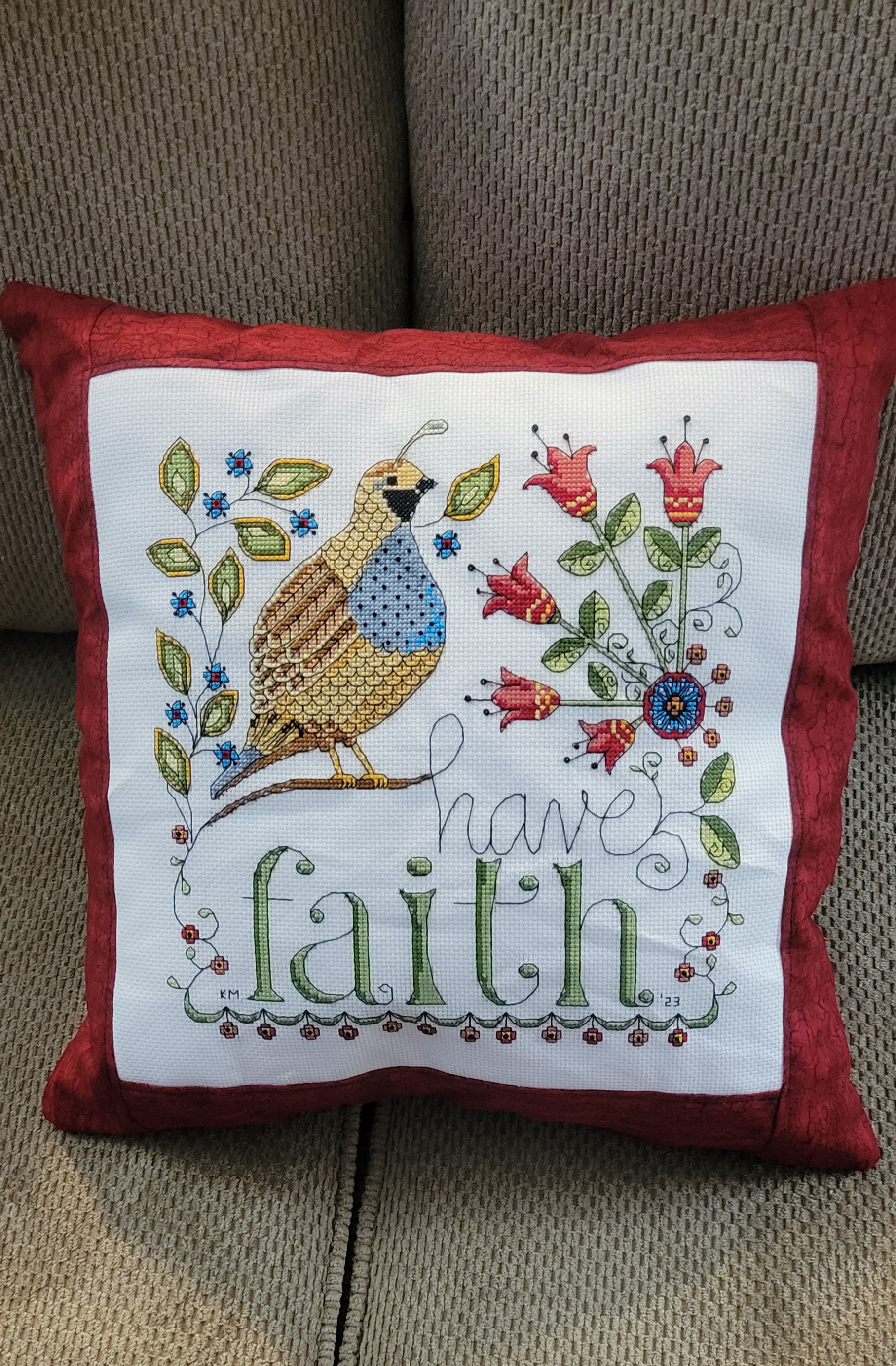 Heartfelt „Have Faith“ Kreuzstich-Set – 14 Count Aida, Fertig 25x25 Cm, Inkl. Garn, Nadel & Anleitung