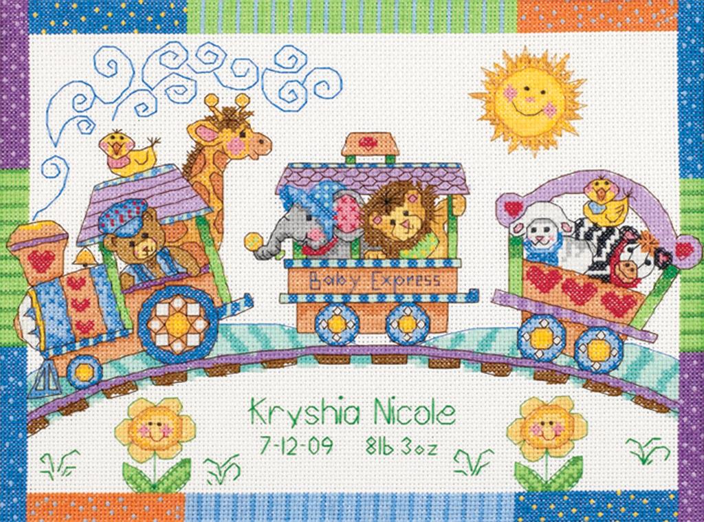 Baby Hugs Baby Express Birth Record Counted Cross Stitch Kit (cross