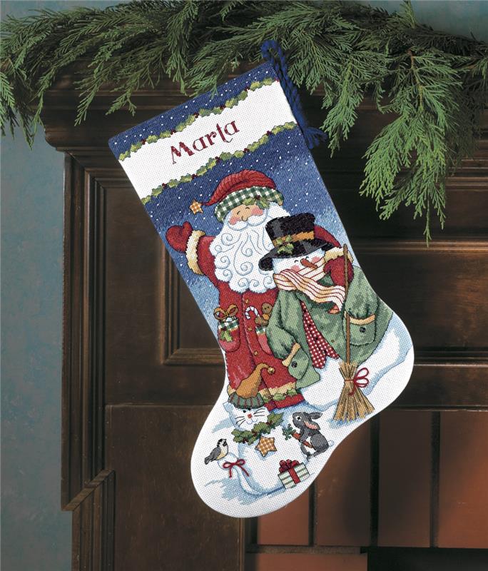 Snowman Fun Stocking Counted Cross Stitch Kit 17 Long 14 Count