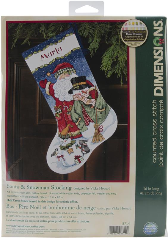 Santa & Snowman Stocking (cross stitch kit)