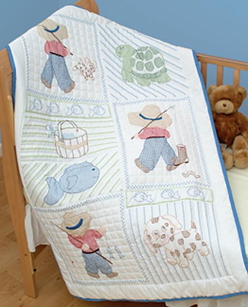 Little Boy Crib Quilt Top (stamped cross stitch)