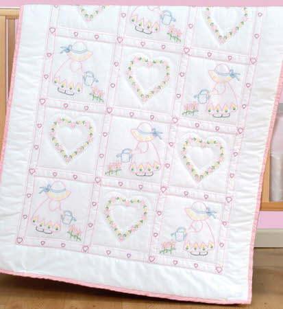 Little Girl Crib Quilt Top (stamped cross stitch)
