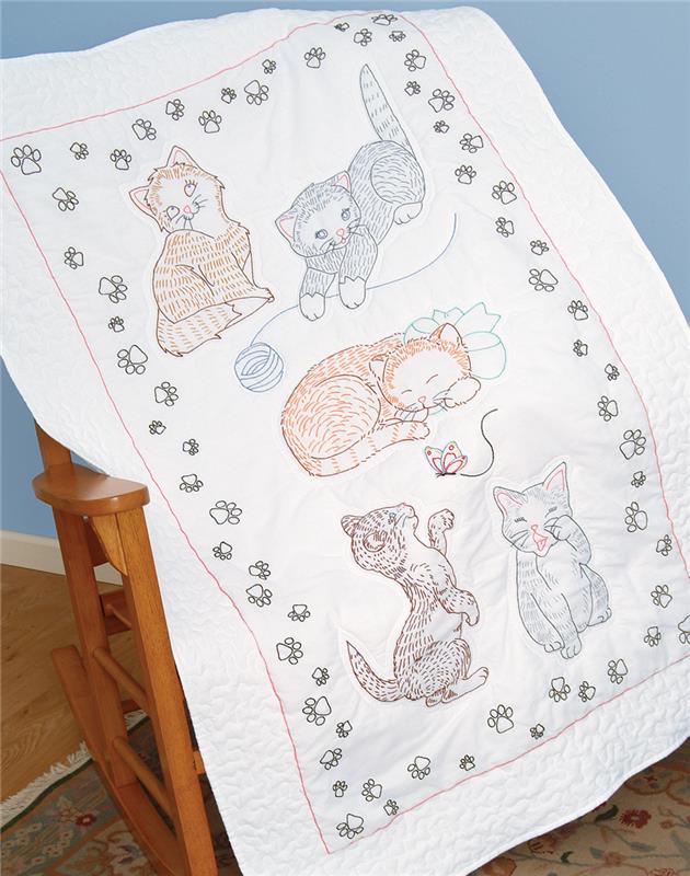 Kitty Cats Lap Quilt (stamped cross stitch)
