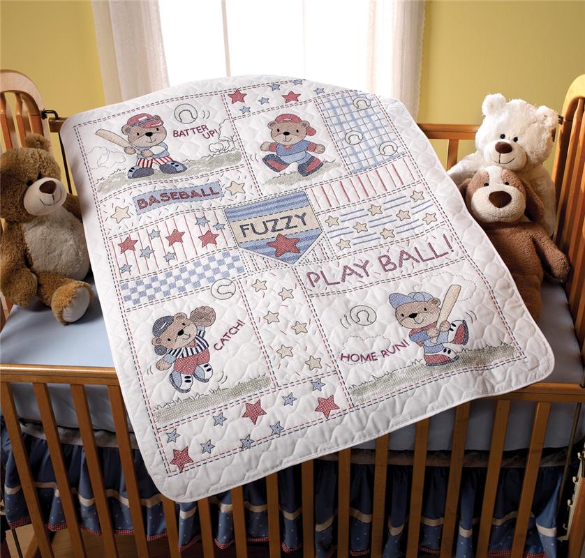 Baseball Buddies Crib Cover (stamped cross stitch kit)