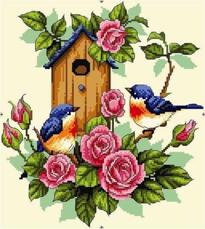 "Widlife - Bluebirds Home" by Cross Stitch Designs Rinna