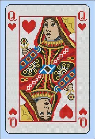 King Queen and Jack of Hearts Playing Cards Cross Stitch 