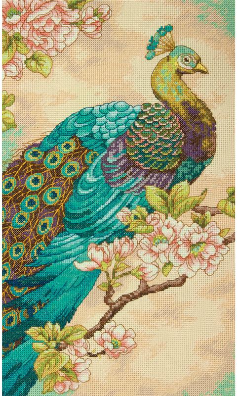 Indian peacock cross stitch kit