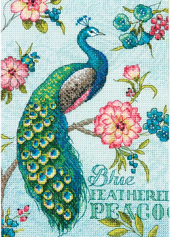 "Blue Peacock" Cross Stitch Kit