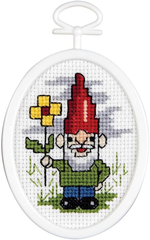 Stamped Gnome Counted Cross Stitch Kits for Adults Beginners Full