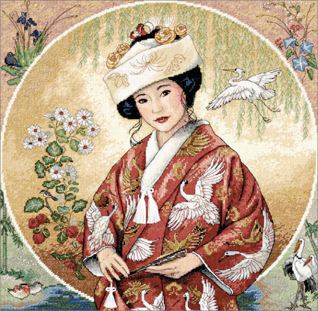 Japanese Maiden (cross stitch kit)
