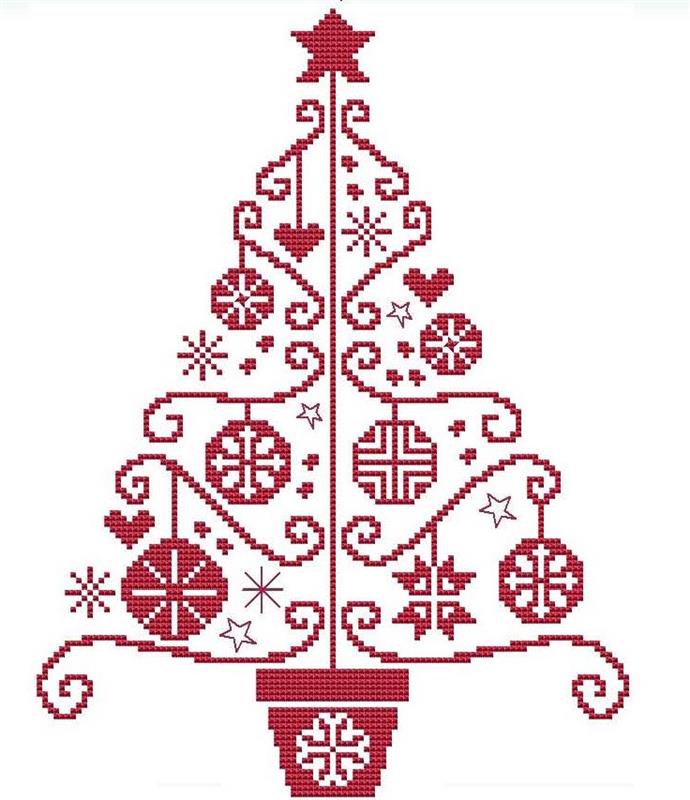 Folk Art Tree Three Cross Stitch Pattern