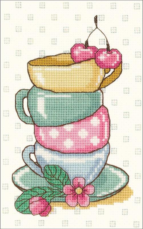 Dimensions Tea Time Counted Cross Stitch Kit for Beginners, 6 Diameter, 6  Piece