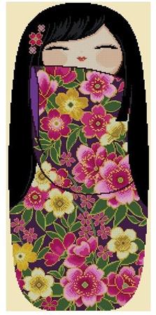 Happy Kokeshi Doll 6 - Aiko | Cross Stitch Pattern