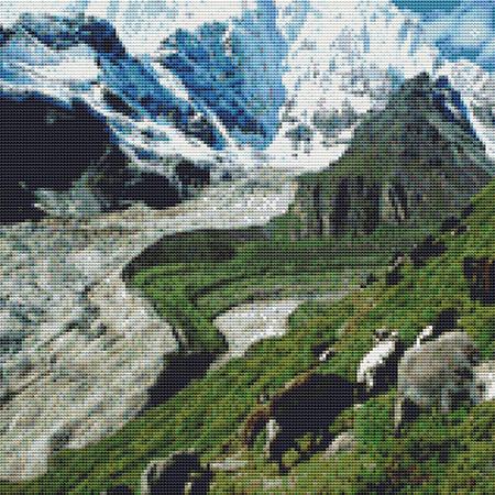 Scenic Mountainside Cross Stitch Pattern