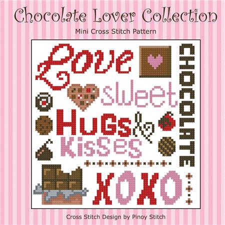 Love Chocolate Cross Stitch Pattern PDF Quote Easy Beginner Hug Cuddle Cherish by keenstitch Bring Chocolate