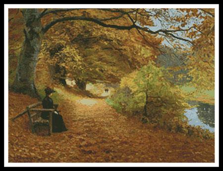 A Wooded Path in Autumn | Cross Stitch Pattern