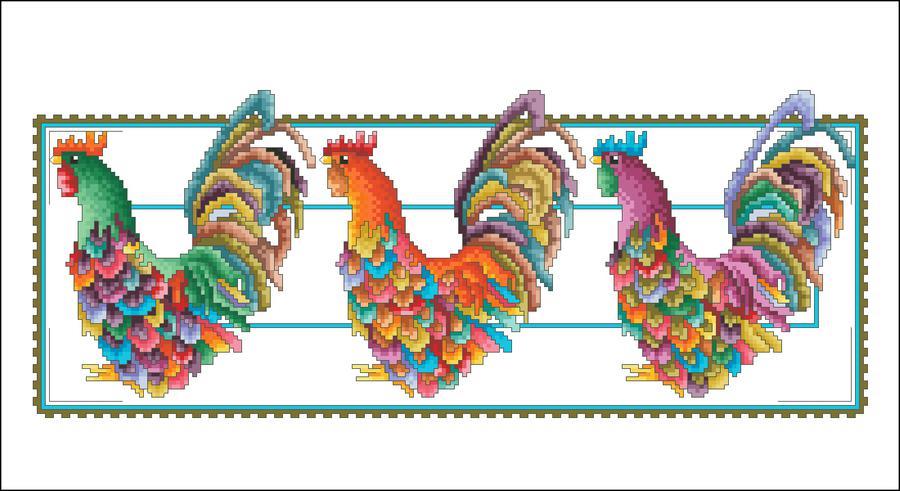 "Rooster Row" | Cross Stitch Pattern