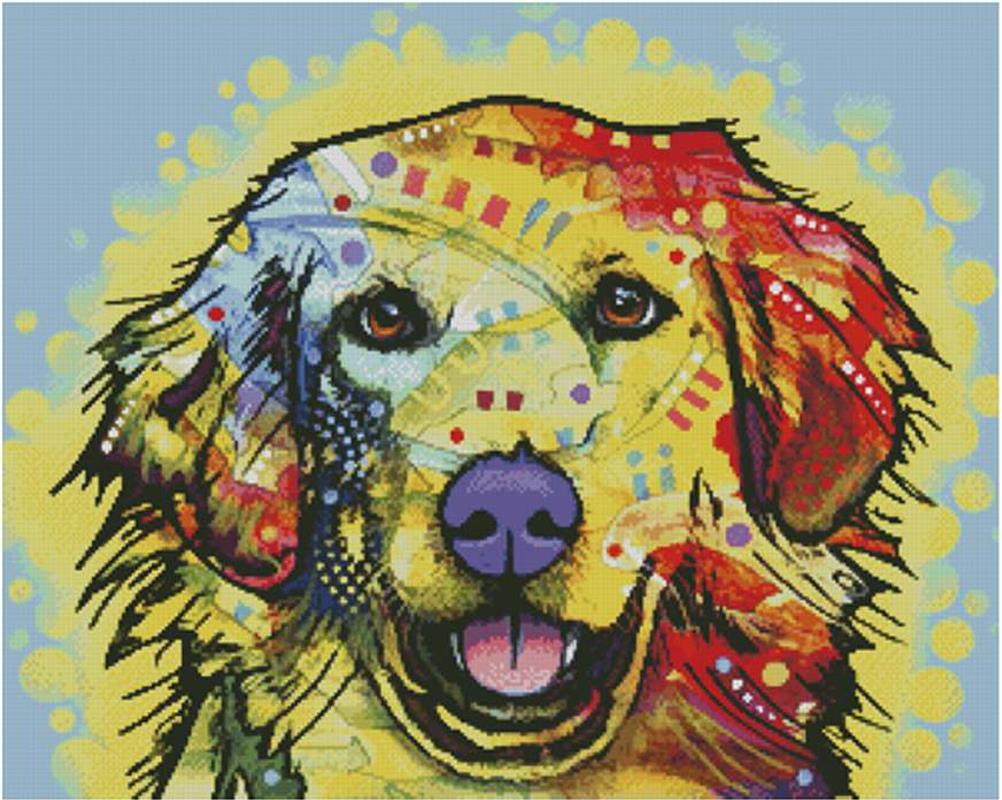 "Abstract Golden Retriever" Cross Stitch Pattern