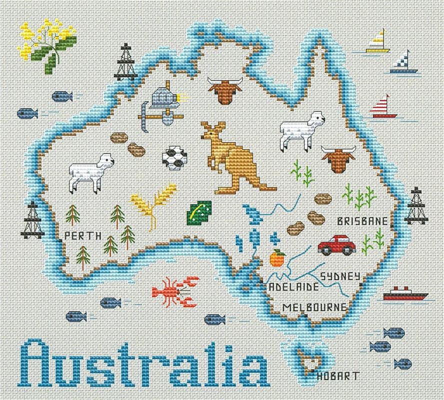 "Map of Australia" Cross Stitch Pattern