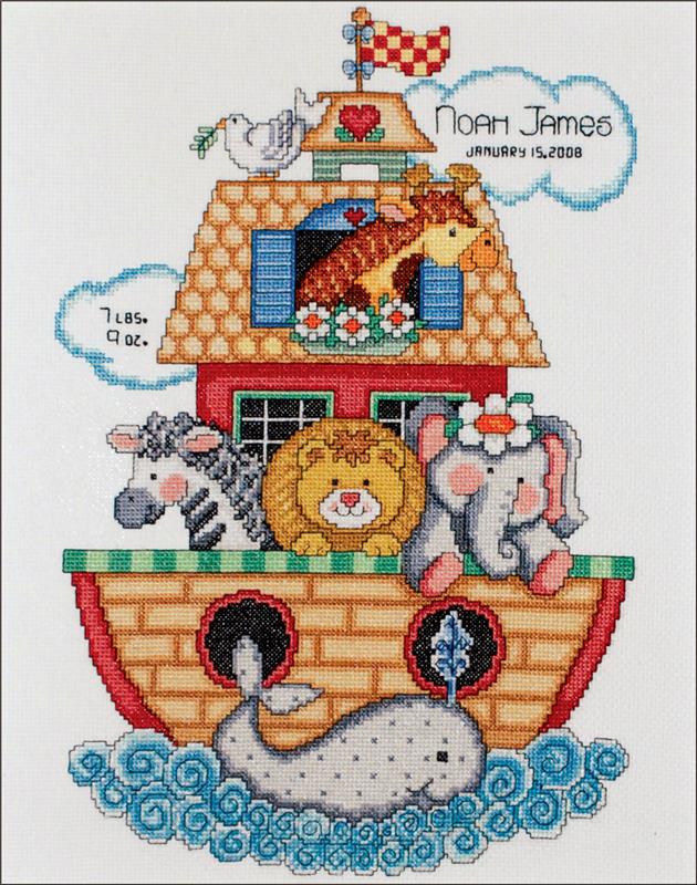 Tobin Sail Away Baby Birth Record Counted Cross Stitch Kit-11/"X14/" 14 Count