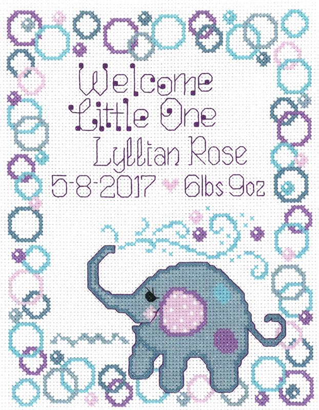 DMC 7 x 7 Elephant Baby Sampler Cross Stitch Kit