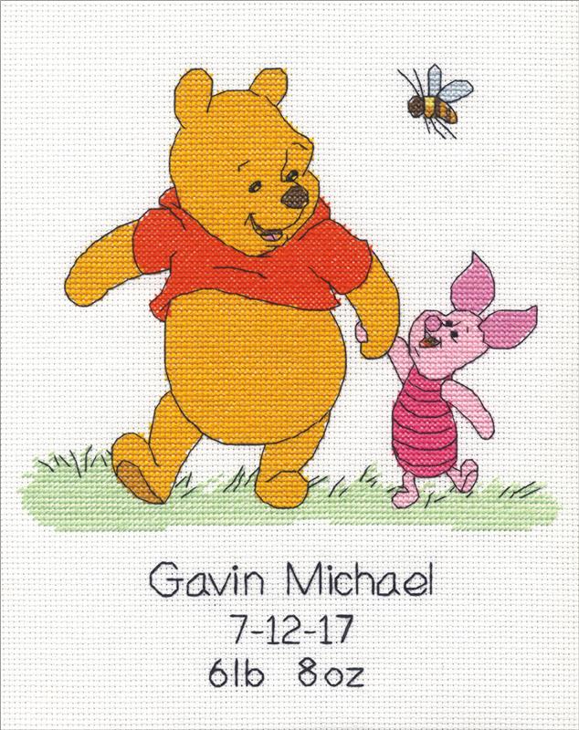 Winnie The Pooh Birth Record Cross Stitch Kit