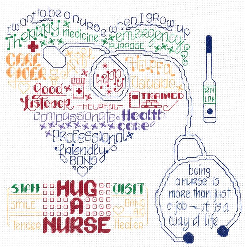 "Let's Hug a Nurse" Cross Stitch Pattern