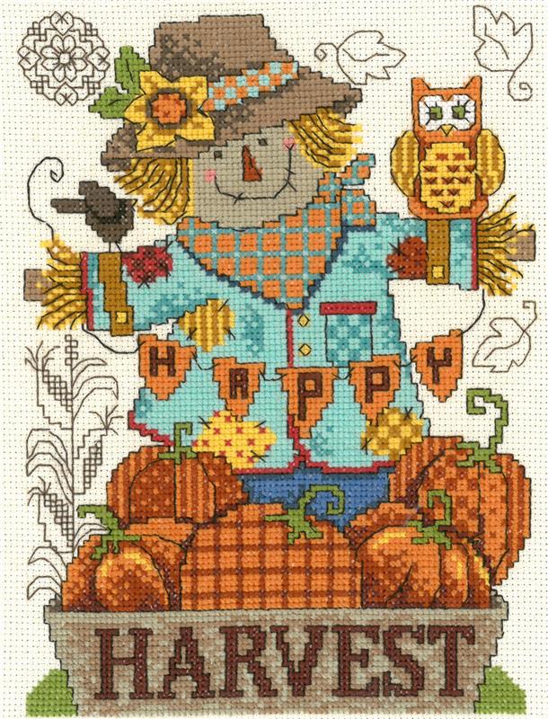  Happy Harvest Scarecrow Cross Stitch Pattern