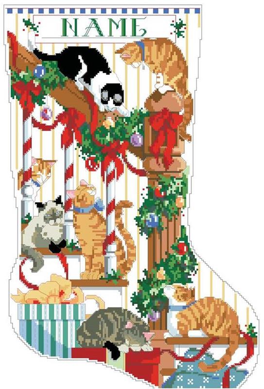 Curious Cats Stocking | Cross Stitch Pattern