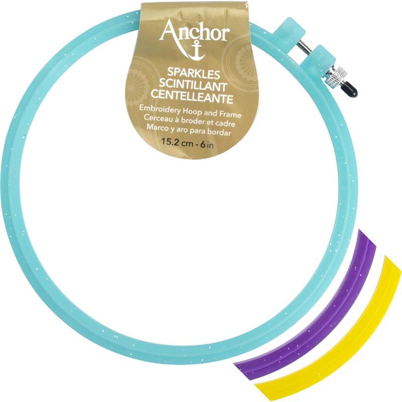 Anchor Sparkle Plastic Embroidery Hoop Assorted Colors