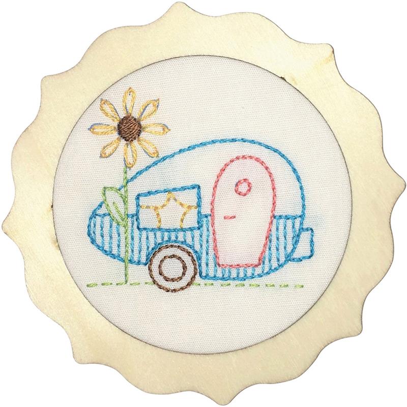 Camper Stamped Embroidery Kit