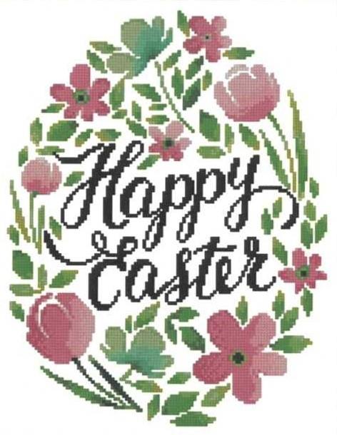 Happy Easter Floral Egg - Pink | Cross Stitch Pattern