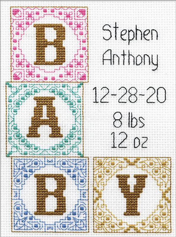 Baby Blocks Birth Record Counted Cross Stitch Kit Prioritizing kruissteek