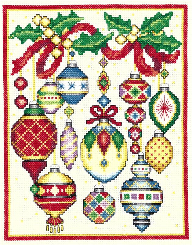 christmas-ornaments-cross-stitch-pattern for Free Printable Christmas Ornament Cross Stitch Patterns Christmas Ornaments