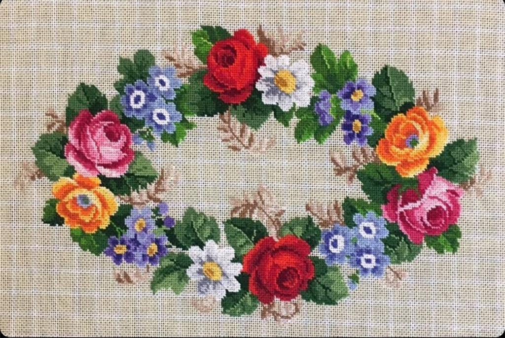 "1925 Floral Needlepoint , Berlin A"