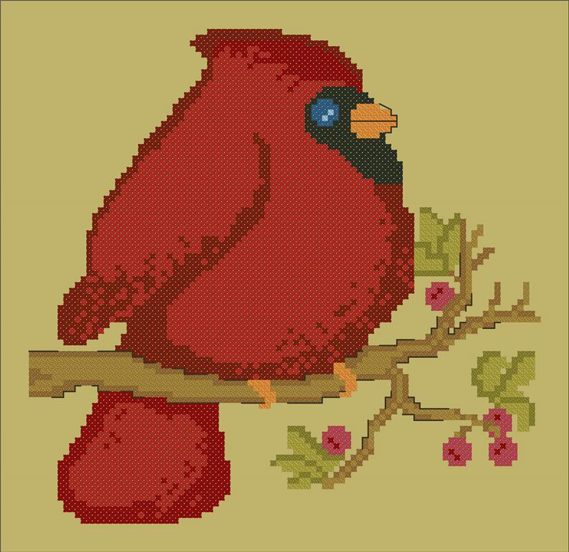 "Mr. Redbird" Cross Stitch Pattern
